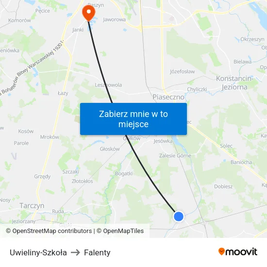 Uwieliny - Szkoła to Falenty map