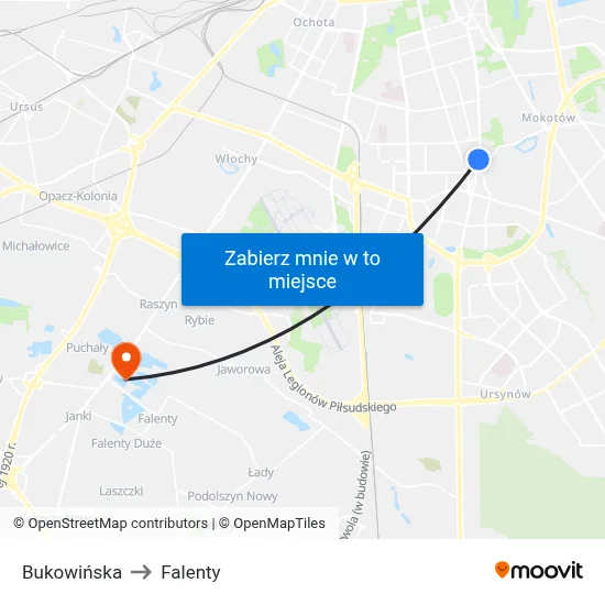 Bukowińska to Falenty map