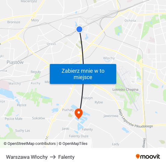 Warszawa Włochy to Falenty map