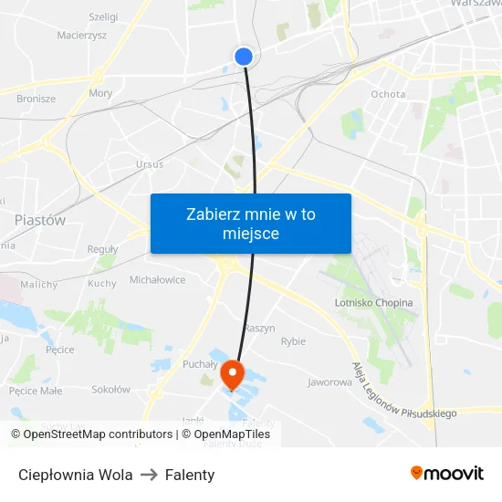 Ciepłownia Wola to Falenty map