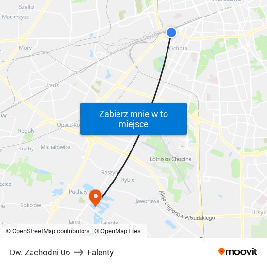 Dw. Zachodni 06 to Falenty map