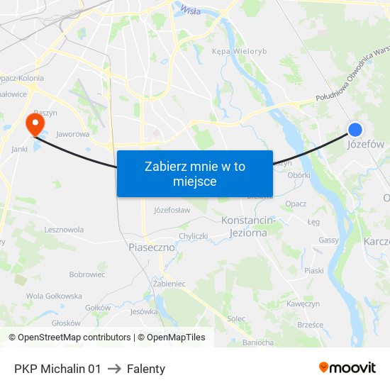 PKP Michalin 01 to Falenty map