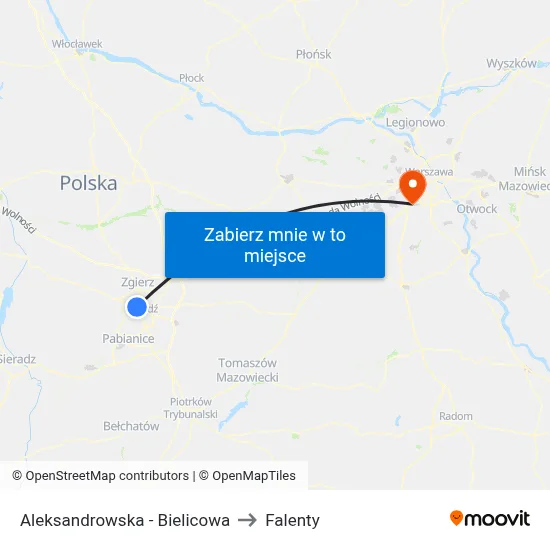 Aleksandrowska - Bielicowa to Falenty map