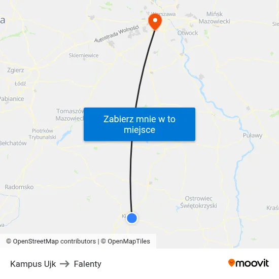 Kampus Ujk to Falenty map