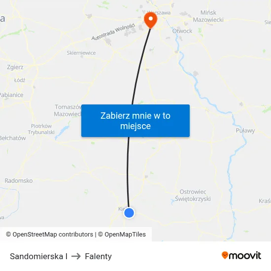 Sandomierska I to Falenty map
