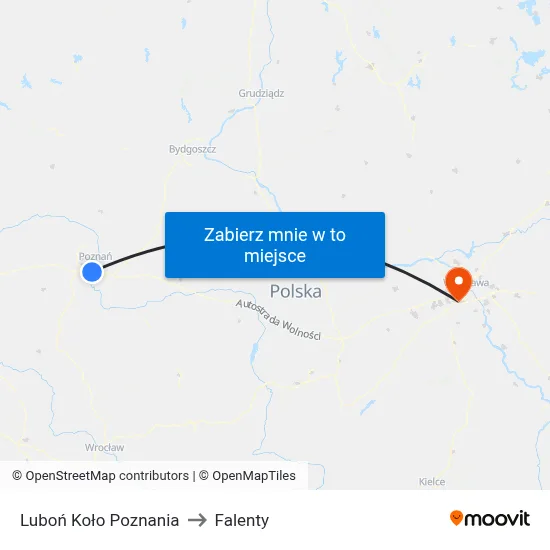 Luboń Koło Poznania to Falenty map