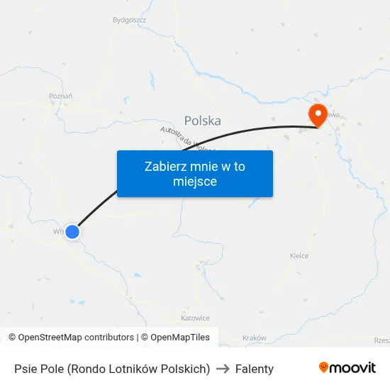 Psie Pole (Rondo Lotników Polskich) to Falenty map