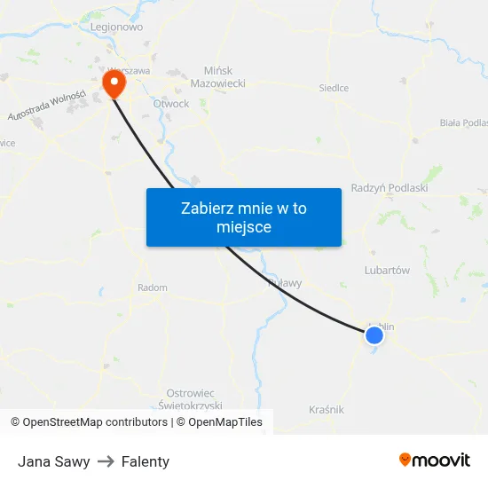 Jana Sawy to Falenty map
