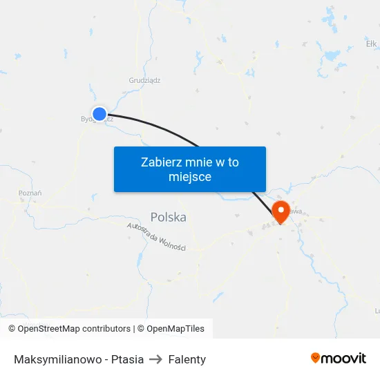 Maksymilianowo - Ptasia to Falenty map
