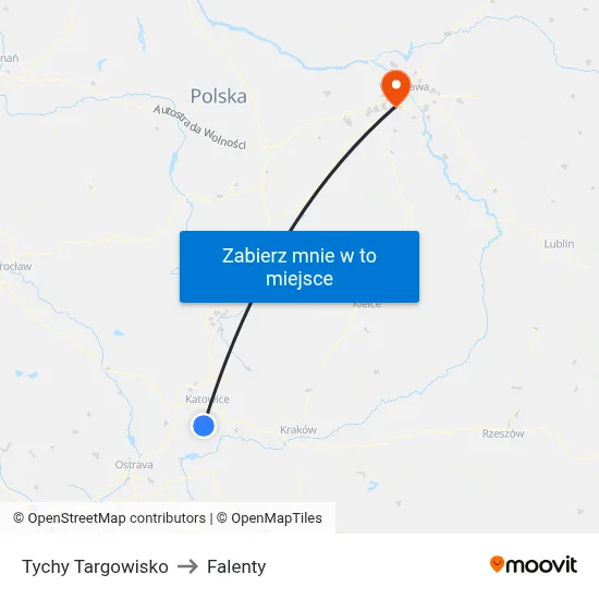 Tychy Targowisko to Falenty map