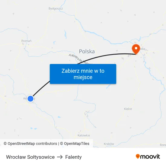 Wrocław Sołtysowice to Falenty map