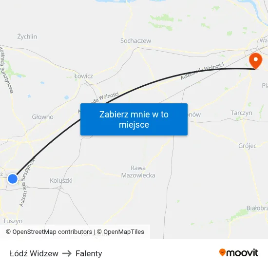 Łódź Widzew to Falenty map