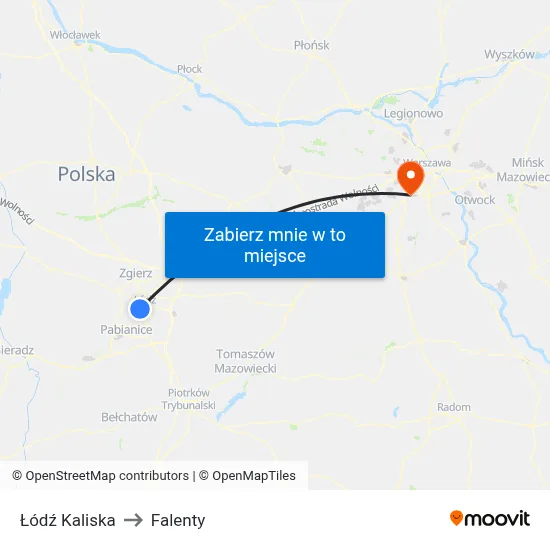 Łódź Kaliska to Falenty map