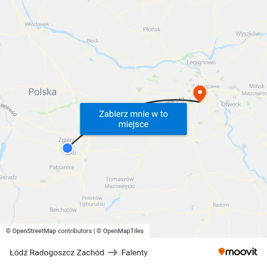 Łódź Radogoszcz Zachód to Falenty map