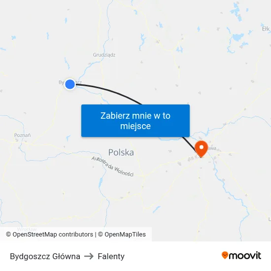Bydgoszcz Główna to Falenty map