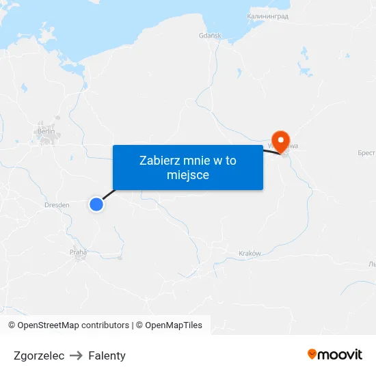 Zgorzelec to Falenty map