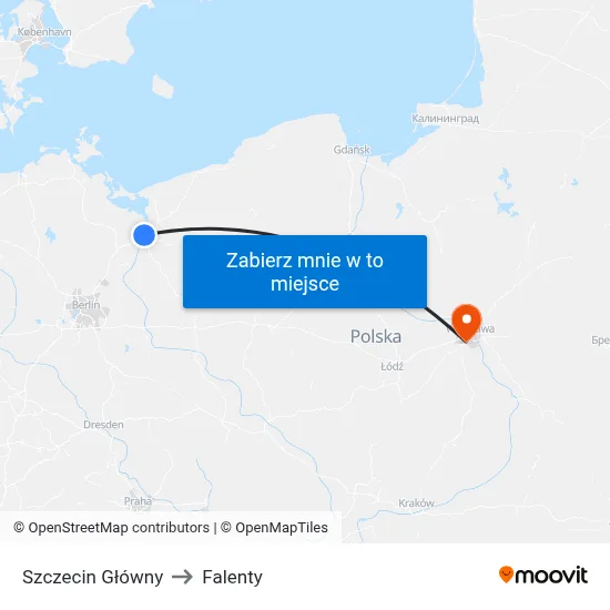 Szczecin Główny to Falenty map