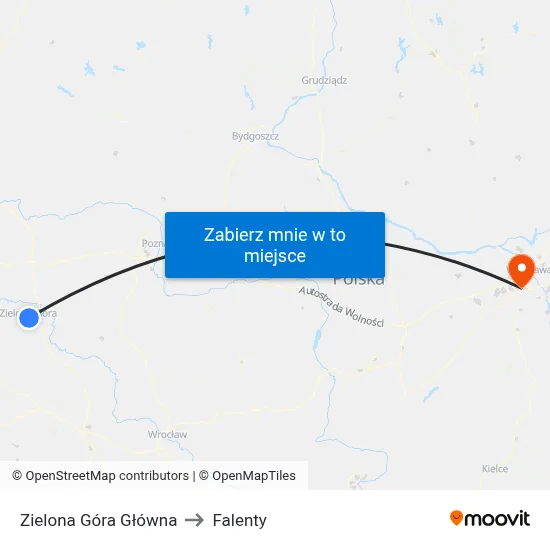 Zielona Góra Główna to Falenty map