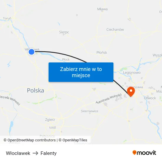 Włocławek to Falenty map