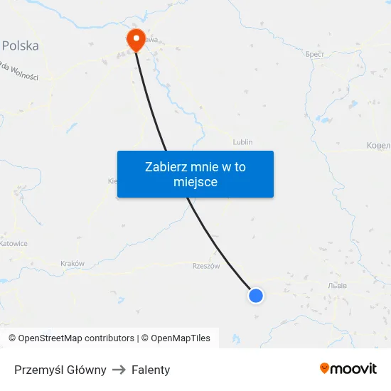 Przemyśl Główny to Falenty map