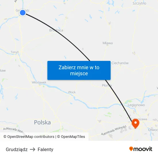 Grudziądz to Falenty map