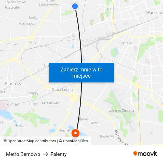Metro Bemowo to Falenty map