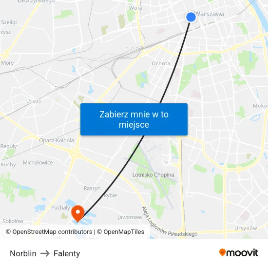 Norblin to Falenty map