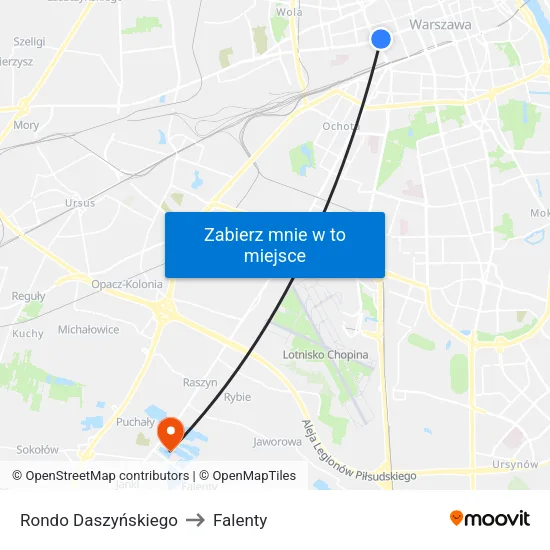 Rondo Daszyńskiego to Falenty map