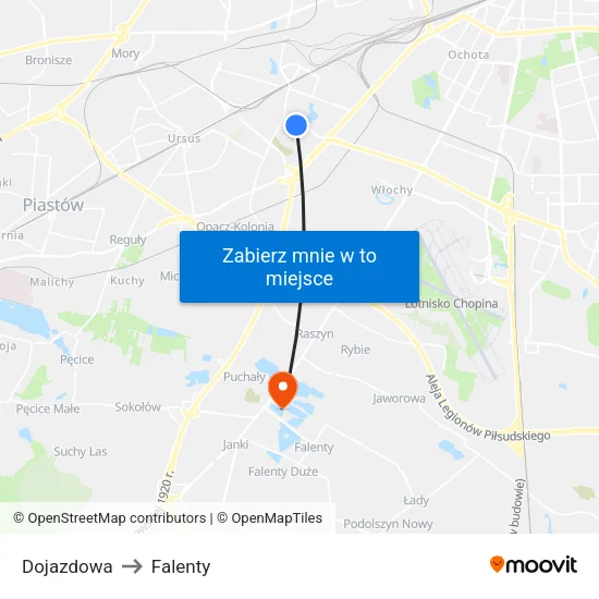 Dojazdowa to Falenty map