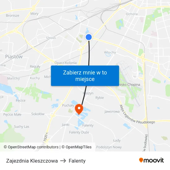 Zajezdnia Kleszczowa to Falenty map