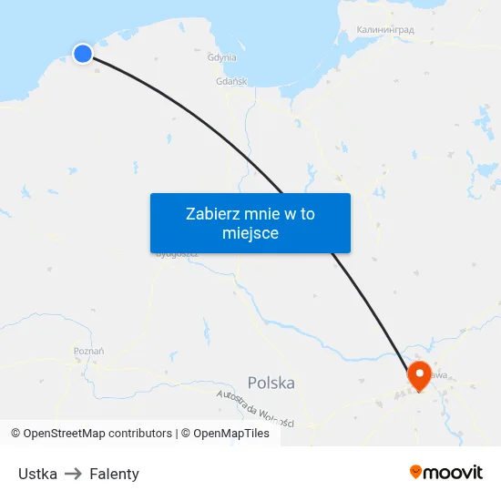 Ustka to Falenty map