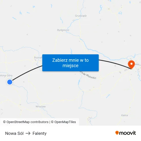 Nowa Sól to Falenty map