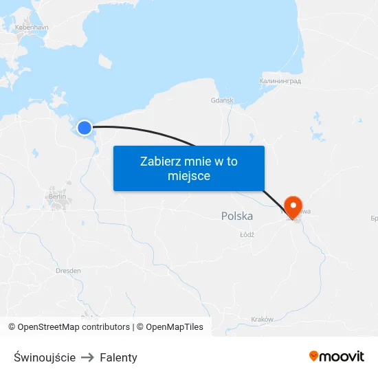 Świnoujście to Falenty map