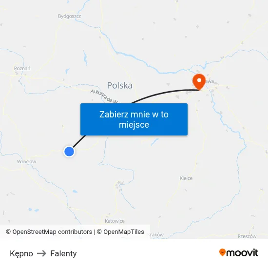 Kępno to Falenty map