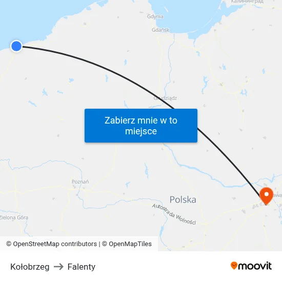 Kołobrzeg to Falenty map