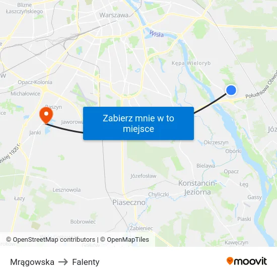 Mrągowska to Falenty map
