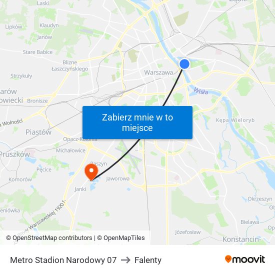 Metro Stadion Narodowy 07 to Falenty map