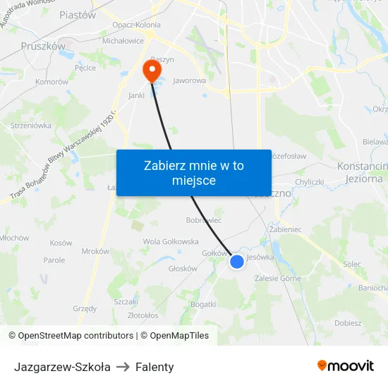Jazgarzew - Szkoła to Falenty map