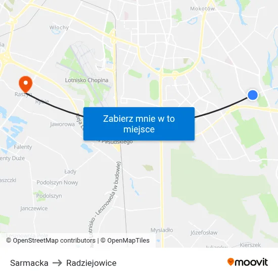 Sarmacka to Radziejowice map