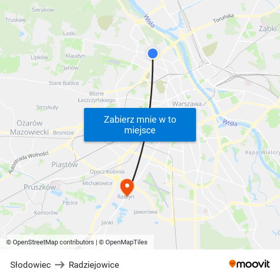 Słodowiec to Radziejowice map