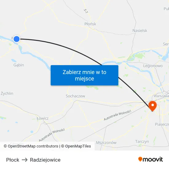 Płock to Radziejowice map