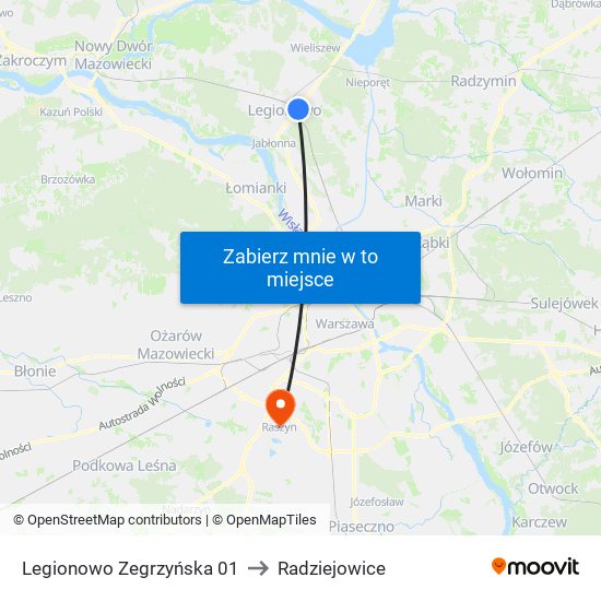 Legionowo Zegrzyńska 01 to Radziejowice map