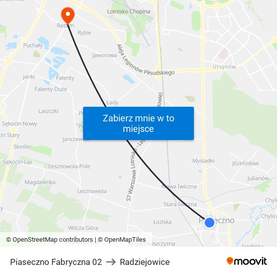 Piaseczno Fabryczna 02 to Radziejowice map