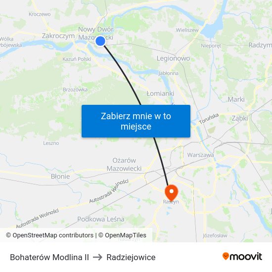 Bohaterów Modlina II to Radziejowice map