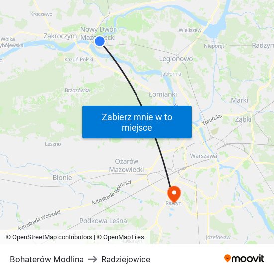 Bohaterów Modlina to Radziejowice map