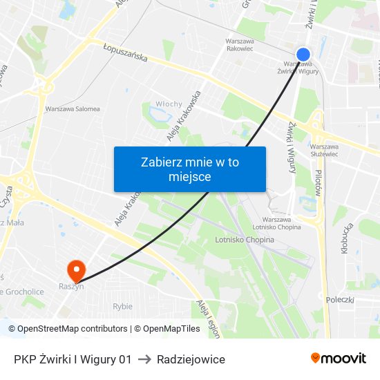 PKP Żwirki I Wigury 01 to Radziejowice map