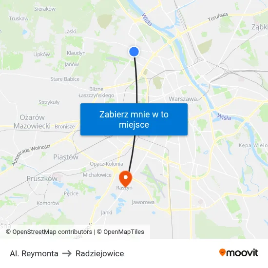 Al. Reymonta to Radziejowice map