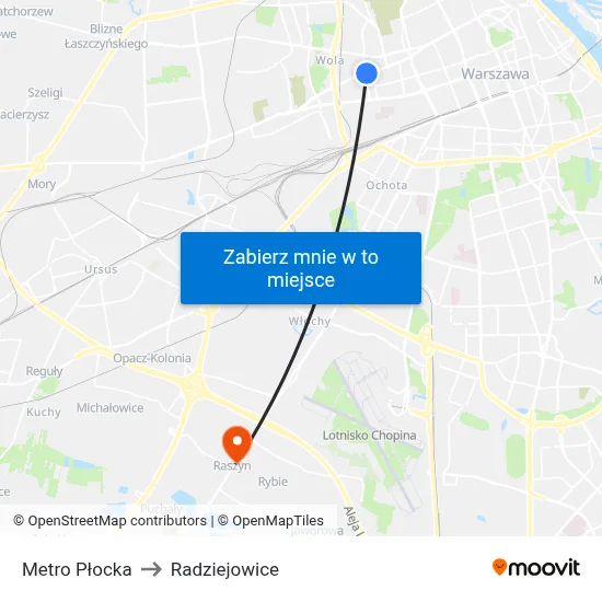 Metro Płocka to Radziejowice map