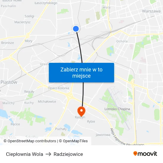 Ciepłownia Wola to Radziejowice map