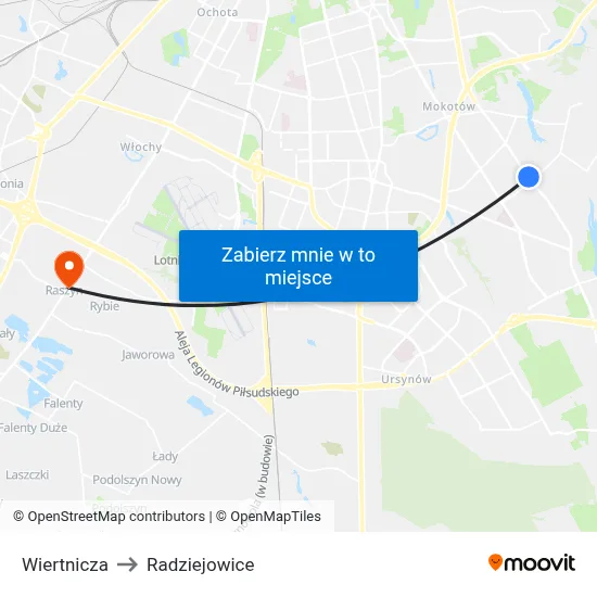 Wiertnicza to Radziejowice map